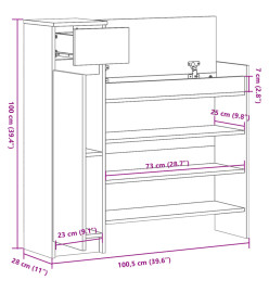 Armoire à chaussures chêne sonoma bois d'ingénierie