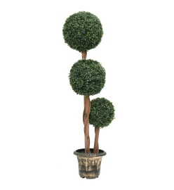 Plante de buis artificiel avec pot Forme de boule Vert 119 cm