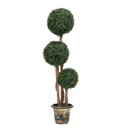 Plante de buis artificiel avec pot Forme de boule Vert 119 cm