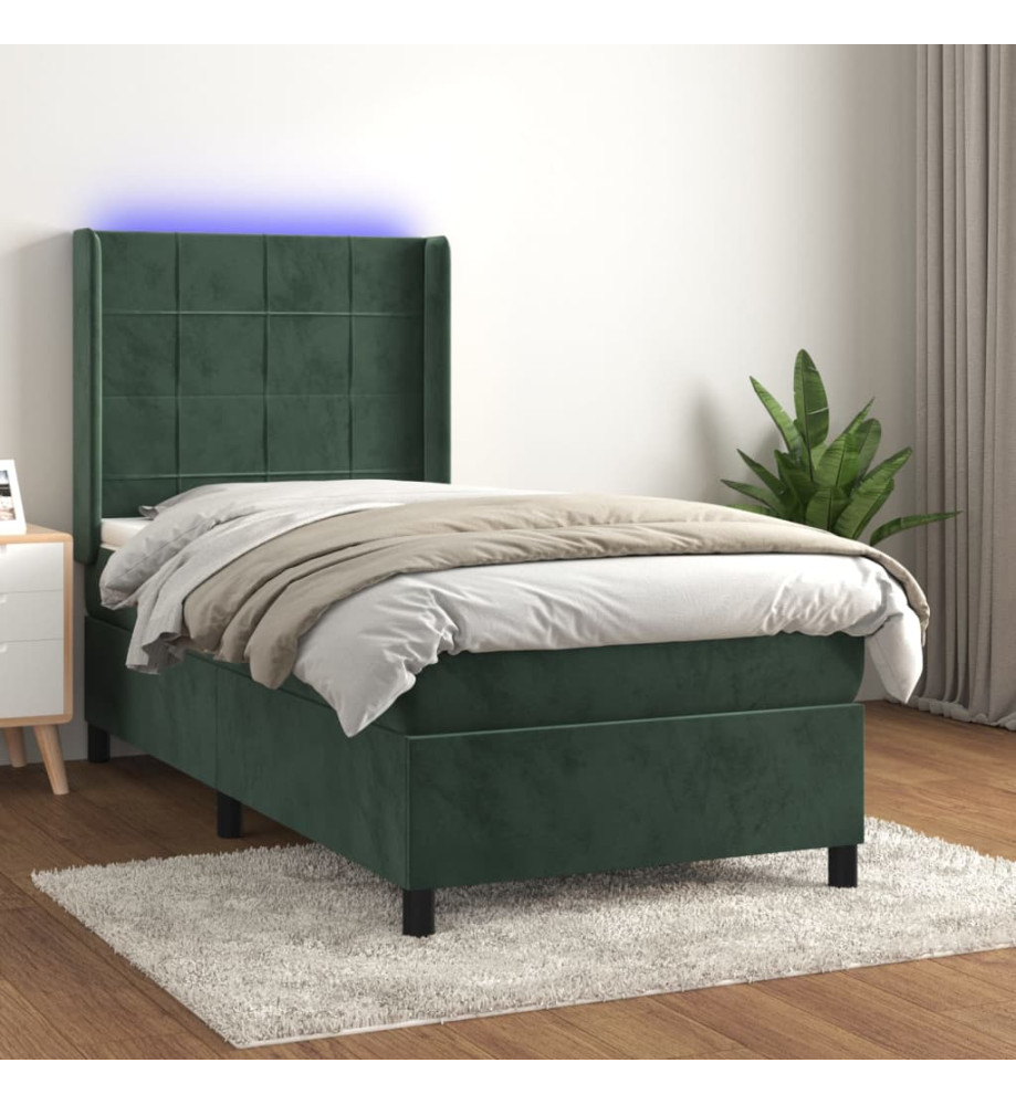 Sommier à lattes de lit matelas LED Vert foncé 80x200cm Velours