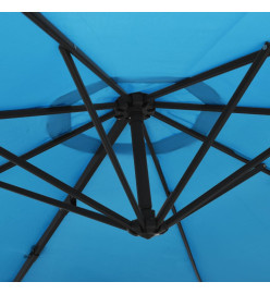 Parasol mural avec LED bleu mer 290 cm