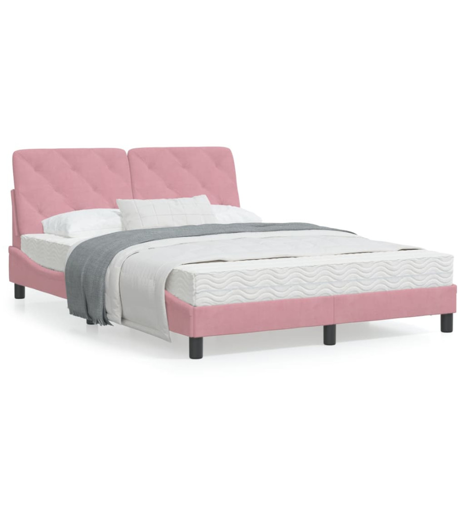 Cadre de lit avec lumières LED rose 120x200 cm velours Cadre de lit avec lumières LED rose 120x200 cm velours