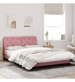 Cadre de lit avec lumières LED rose 120x200 cm velours