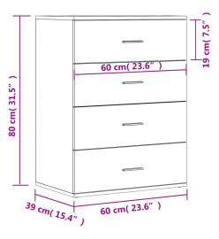 Buffet sonoma gris 60x39x80 cm bois d'ingénierie