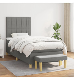 Lit à sommier tapissier et matelas Gris foncé 90x190 cm Tissu