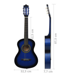 Jeu de guitare classique pour débutants 8 pcs Bleu 1/2 34"