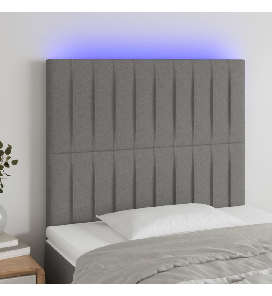Tête de lit à LED Gris foncé 90x5x118/128 cm Tissu Tête de lit à LED Gris foncé 90x5x118/128 cm Tissu