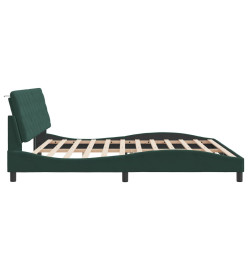 Cadre de lit avec lumières LED vert foncé 200x200 cm velours