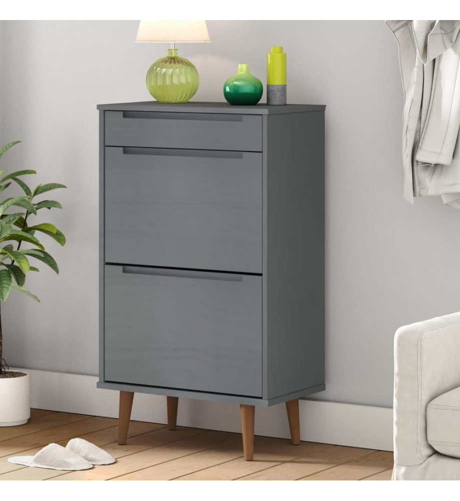 Armoire à chaussures MOLDE Gris 59,5x35x103 cm Bois de pin