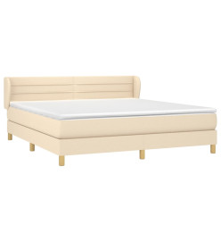 Sommier à lattes de lit avec matelas Crème 160x200 cm Tissu