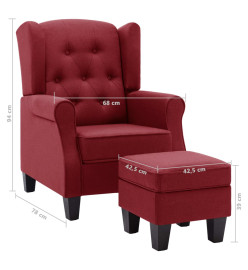 Fauteuil avec repose-pied Rouge bordeaux Tissu