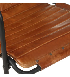 Fauteuil de relaxation avec repose-pied Marron Cuir véritable