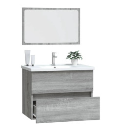 Ensemble de meubles de salle de bain 2 pcs Sonoma gris