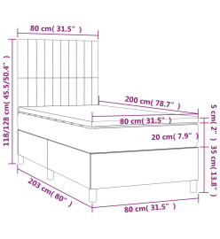 Sommier à lattes de lit matelas LED Vert foncé 80x200cm Velours