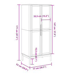 Garde-robe FLORO blanc 77x53x171 cm bois massif de pin