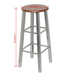 Tabouret de bar lot de 2 métal avec siège en MDF