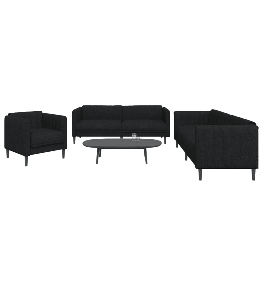 Ensemble de canapés 3 pcs noir tissu