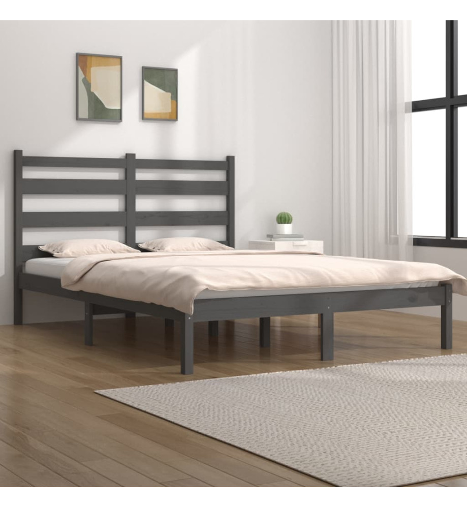 Cadre de lit Gris Bois de pin massif 160x200 cm Cadre de lit Gris Bois de pin massif 160x200 cm