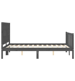 Cadre de lit avec tête de lit gris 140x200 cm bois massif