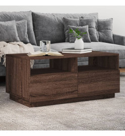 Table basse avec lumières LED chêne marron 90x49x40 cm