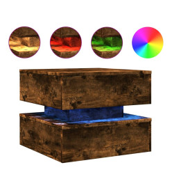 Table basse avec lumières LED chêne fumé 50x50x40 cm