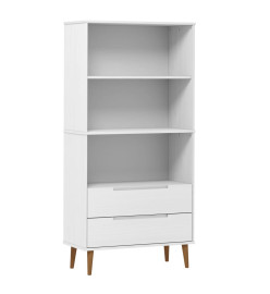 Bibliothèque MOLDE Blanc 85x35x170,5 cm Bois massif de pin