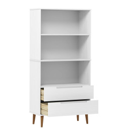 Bibliothèque MOLDE Blanc 85x35x170,5 cm Bois massif de pin