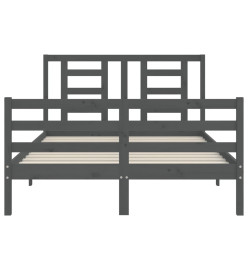 Cadre de lit avec tête de lit gris 140x190 cm bois massif