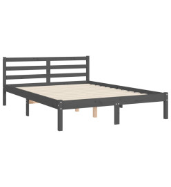 Cadre de lit avec tête de lit gris 140x190 cm bois massif