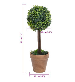 Plantes de buis artificiel 2 pcs avec pots Boule Vert 33 cm