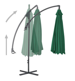 Parasol en porte-à-feux avec mât en acier 300 cm Vert