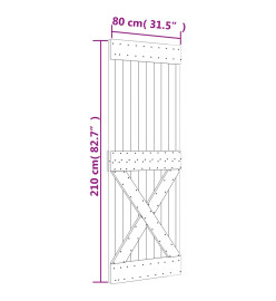 Porte coulissante et kit de quincaillerie 80x210 cm pin massif