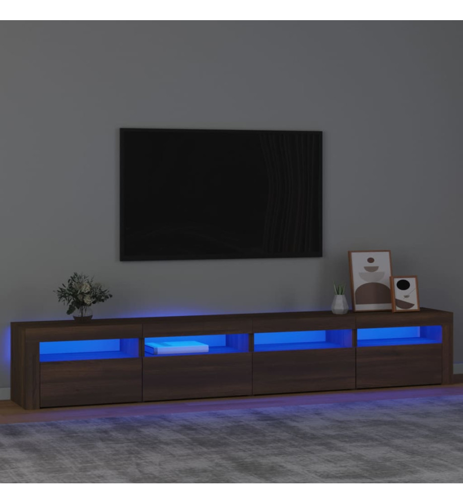 Meuble TV avec lumières LED Chêne marron 240x35x40 cm