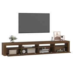 Meuble TV avec lumières LED Chêne marron 240x35x40 cm