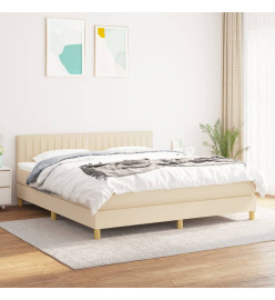 Sommier à lattes de lit avec matelas Crème 160x200 cm Tissu