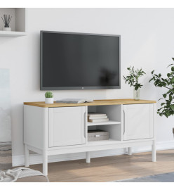 Meuble TV FLORO blanc 114x43x55 cm bois massif de pin