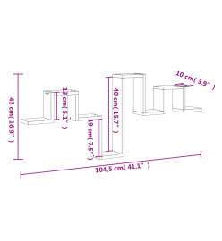 Étagère murale noir 104,5x10x43 cm bois d'ingénierie