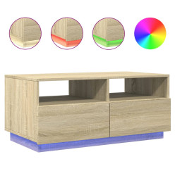 Table basse avec lumières LED chêne sonoma 90x49x40 cm