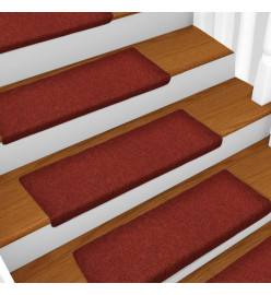 Tapis de marches d'escalier 5 pcs Bordeaux 65x21x4cm Aiguilleté