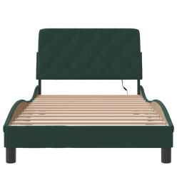 Cadre de lit avec lumières LED vert foncé 100x200 cm velours