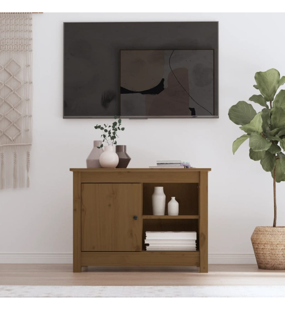 Meuble TV Marron miel 70x36,5x52 cm Bois de pin massif