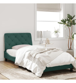 Cadre de lit avec lumières LED vert foncé 90x190 cm velours