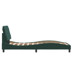 Cadre de lit avec lumières LED vert foncé 90x190 cm velours