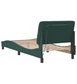 Cadre de lit avec lumières LED vert foncé 90x190 cm velours