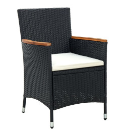 Mobilier à dîner de jardin 9pcs et coussins Résine tressée Noir