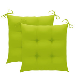 Chaises de jardin avec coussins vert vif 2 pcs Bois de teck