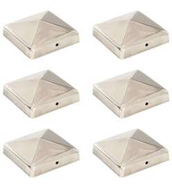 Bouchons de poteau de clôture pyramidaux 6 pcs Inox 91x91 mm