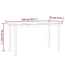 Ensemble à manger de jardin 7 pcs coussins résine tressée acier