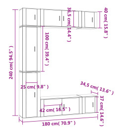 Ensemble de meubles TV 7 pcs Sonoma gris Bois d'ingénierie