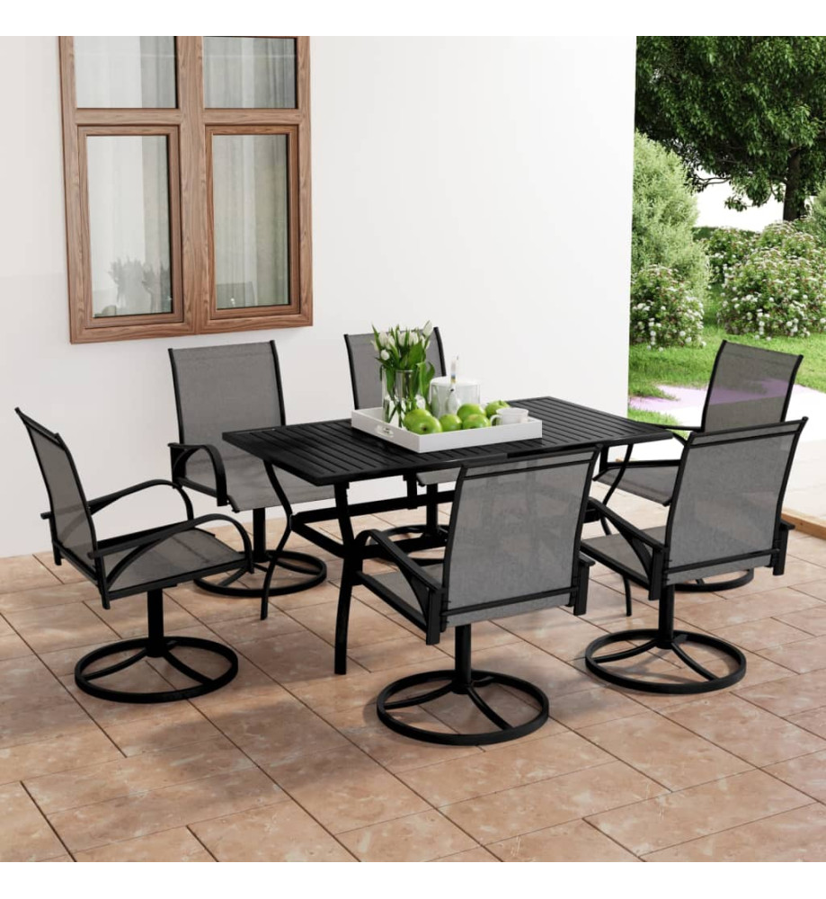 Ensemble à dîner de jardin 7 pcs Textilène et acier